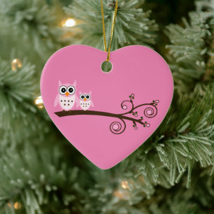 Rosa Vögel Thema Weihnachtsdekoration Keramikornament