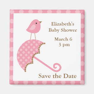 Rosa Vogel und Regenschirm Magnet