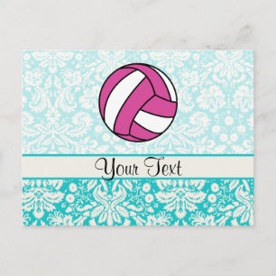 Rosa Volleyball; Damaskusmuster Postkarte