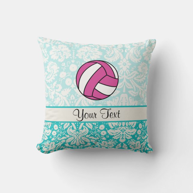 Rosa Volleyball; Damast-Muster Kissen (Vorderseite)