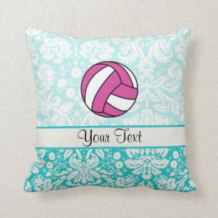 Rosa Volleyball; Damast-Muster Kissen