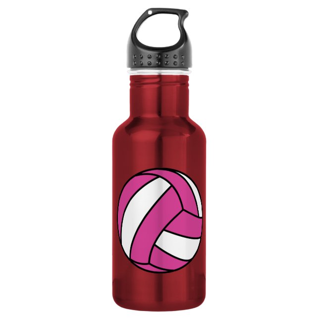 Rosa Volleyball Edelstahlflasche (Vorderseite)