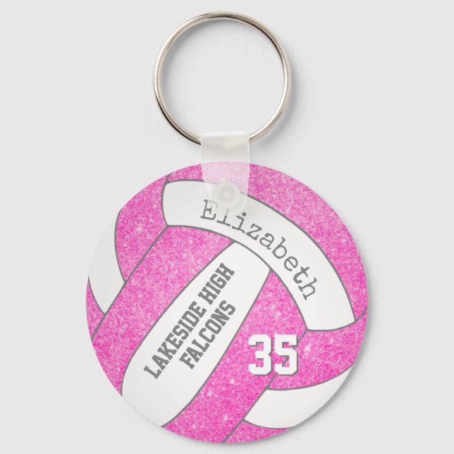 rosa Volleyball-Taschentasche mit dem Namen der Ma Schlüsselanhänger (Vorderseite)