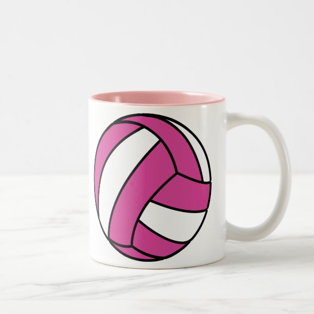 Rosa Volleyball Zweifarbige Tasse (Rechts)