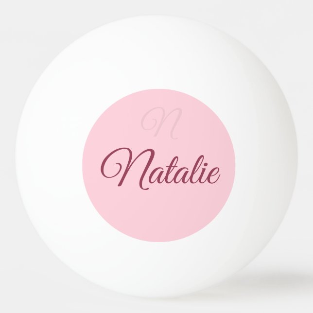 rosa Vollfarbe mit Monogramm Tischtennisball (Vorderseite)