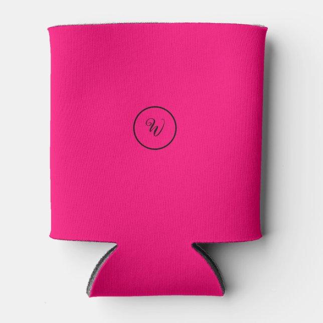 Rosa Vollfarben Neon Monogramm moderne Mode Dosenkühler (Vorderseite)