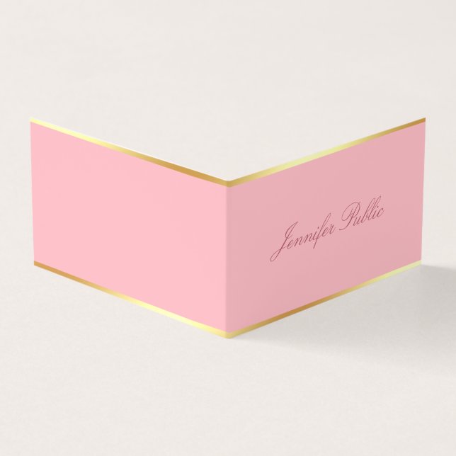 Rosa Vorlage Modernes Gold Eleganter Handschrift T Visitenkarten (Vorderseite)