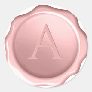 Rosa Wachssiegel Monogramm Staubige Rose Initiale Runder Aufkleber
