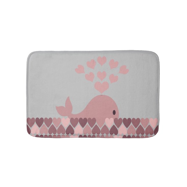 Rosa Wale und Herz Badematte (Vorderseite)