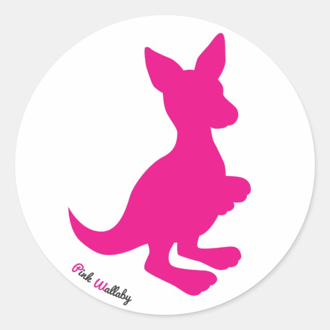 Rosa Wallaby Round Sticker (Vorderseite)