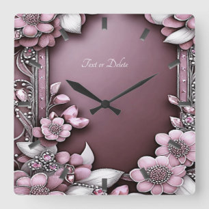 Rosa Wand-Uhr Quadratische Wanduhr