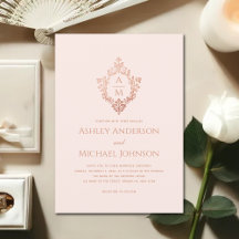 Rosa Wappen Hochzeit Monogramm Vintage Rose Gold