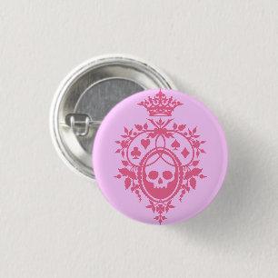 Rosa Wappen mit Schaltfläche "Skull and Cardsuits" Button