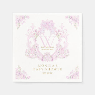 Rosa Wappen Preppy Girl Babydusche Serviette