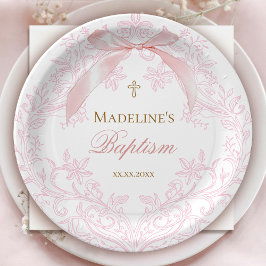 Rosa Wappen | Taufe Pappteller