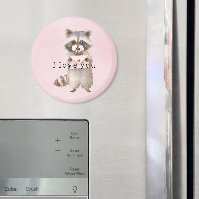 Rosa Waschbär-Liebesbrief Magnet (In Situ (Kühlschrank))