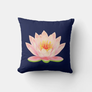 Rosa Wasser Blume auf Navy Blue Kissen