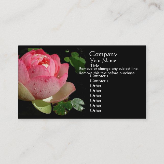 Rosa Wasser-Lilien-Visitenkarte Visitenkarte (Vorderseite)