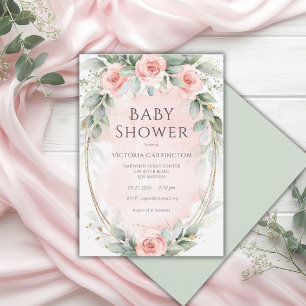 Rosa Wasserfarbe Baby-Mädchen-Party Einladung