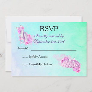 Rosa Wasserfarbe Ballettschuhe und Tutu RSVP Einladung