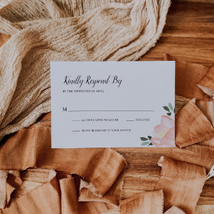 Rosa Wasserfarbe Bläserne Elegante Hochzeit RSVP Karte