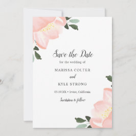 Rosa Wasserfarbe Bläserne Elegante Hochzeit Save The Date