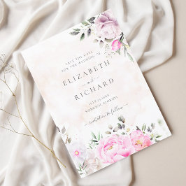 Rosa Wasserfarbe Bläserne Elegante Hochzeit Save The Date