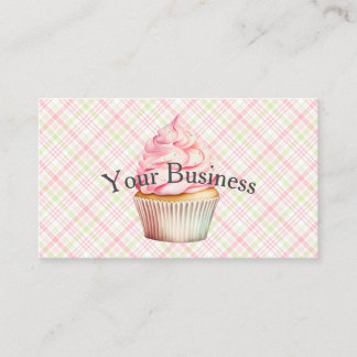 Rosa Wasserfarbe Cupcake Visitenkarte