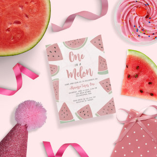 Rosa Wasserfarbe Eins in einem Melon Girl Erstgebu Einladung