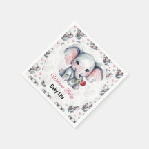 Rosa Wasserfarbe-Elefanten-Baby-Party