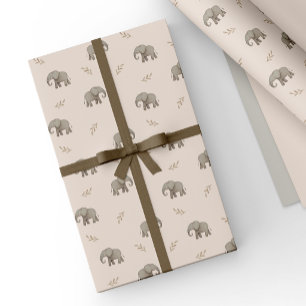 Rosa Wasserfarbe-Elefanten Safari-Muster Geschenkpapier