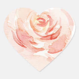 Rosa Wasserfarbe Elegante Romantik Herz-Aufkleber