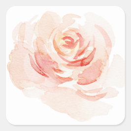 Rosa Wasserfarbe Elegante Romantik Quadratischer Aufkleber