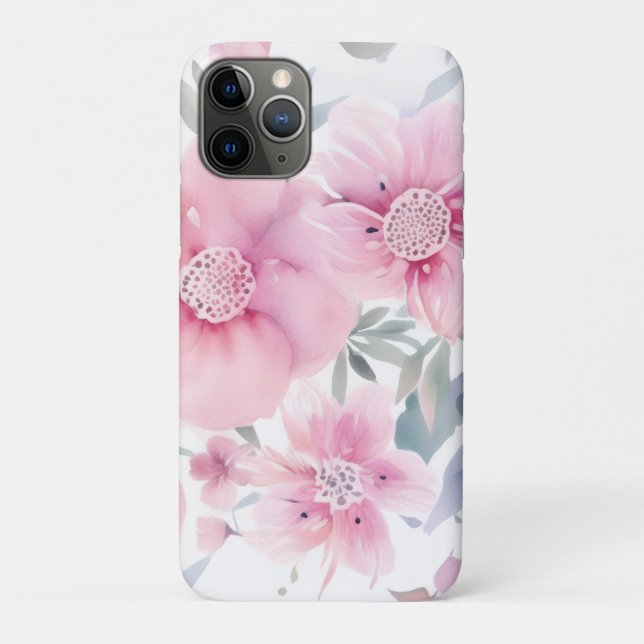 Rosa Wasserfarbe floral  Case-Mate iPhone Hülle (Rückseite)