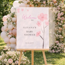 Rosa Wasserfarbe Floral Minimales Baby Shower