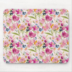 Rosa Wasserfarbe Floral Shabby Chic Muster Mousepad