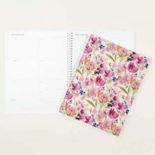 Rosa Wasserfarbe Floral Shabby Chic Muster Planer