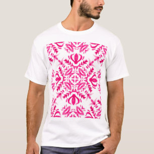 Rosa Wasserfarbe: geometrisches Fliesendesign. T-Shirt