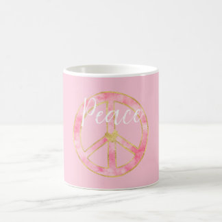 Rosa Wasserfarbe Gold Friedenszeichen Herz Kaffeetasse