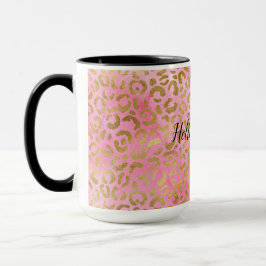 Rosa Wasserfarbe Gold Leopard Print      Tasse