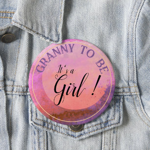 Rosa Wasserfarbe-Gradient 'It's a Girl' für Oma Button