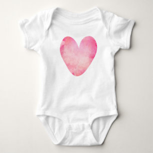 Rosa Wasserfarbe-Herz Baby Strampler