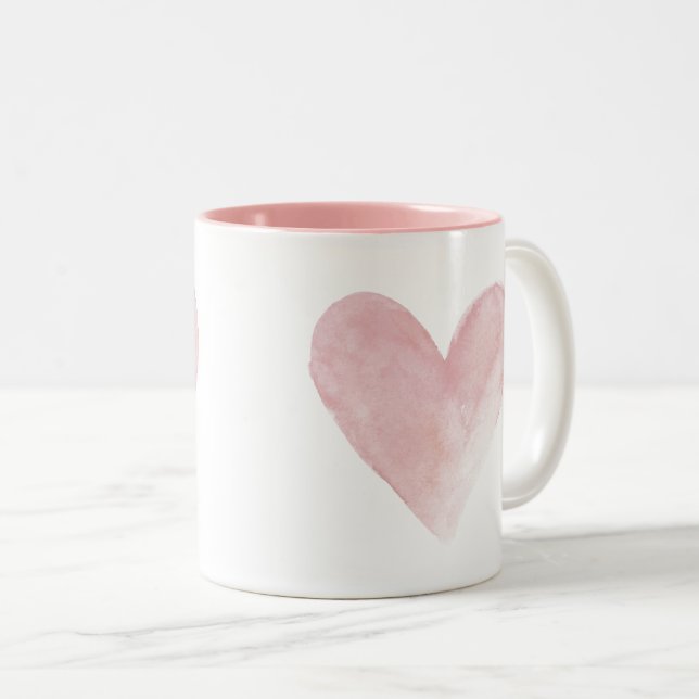 Rosa Wasserfarbe Herz Rosa Liebe Tasse Valentine (VorderseiteRechts)