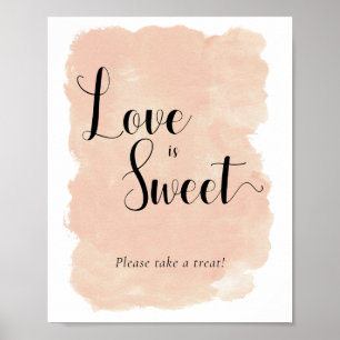Rosa Wasserfarbe Hochzeit Dessert-Tisch-Schild Poster