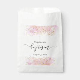 Rosa Wasserfarbe | Imitate Golddetails Taufe Geschenktütchen