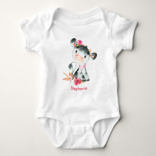 Rosa Wasserfarbe Kleine Kuh Baby Strampler