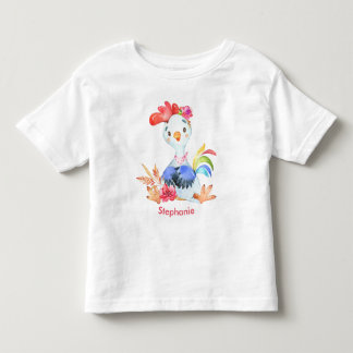 Rosa Wasserfarbe Kleine Rooster Kleinkind T-shirt