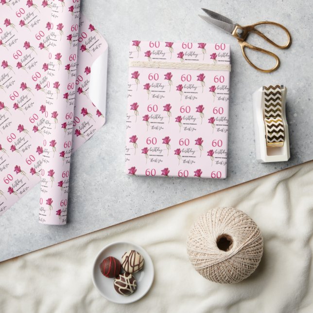 Rosa Wasserfarbe Kunst Kalligrafie Geburtstag Geschenkpapier (Kunsthandwerk)