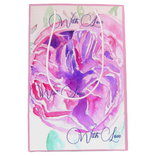 Rosa Wasserfarbe Lilac Rose Blume Bläserfarben Mittlere Geschenktüte