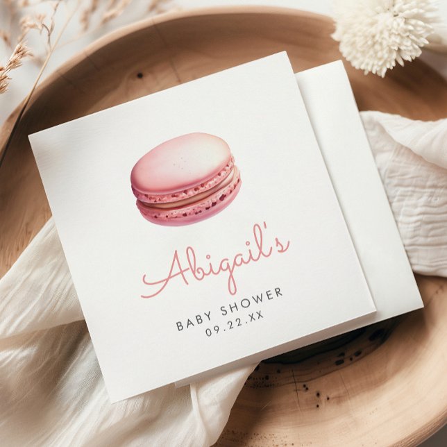Rosa Wasserfarbe-Macarons Mädchen Baby Shower Serviette (Von Creator hochgeladen)